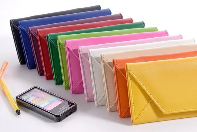 Women’s Envelope PU Leather Wallet | Sophisticated Long ID Card Holder | Elegant Thin Money Purse Clutch | "Dignified" Solid Casual Wallet for Versatile Daily Organization Luxegan