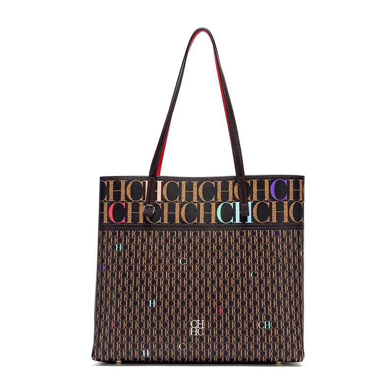 Letter Pattern PVC Tote Bag | Large Capacity Elegant Shoulder Bag Luxegan
