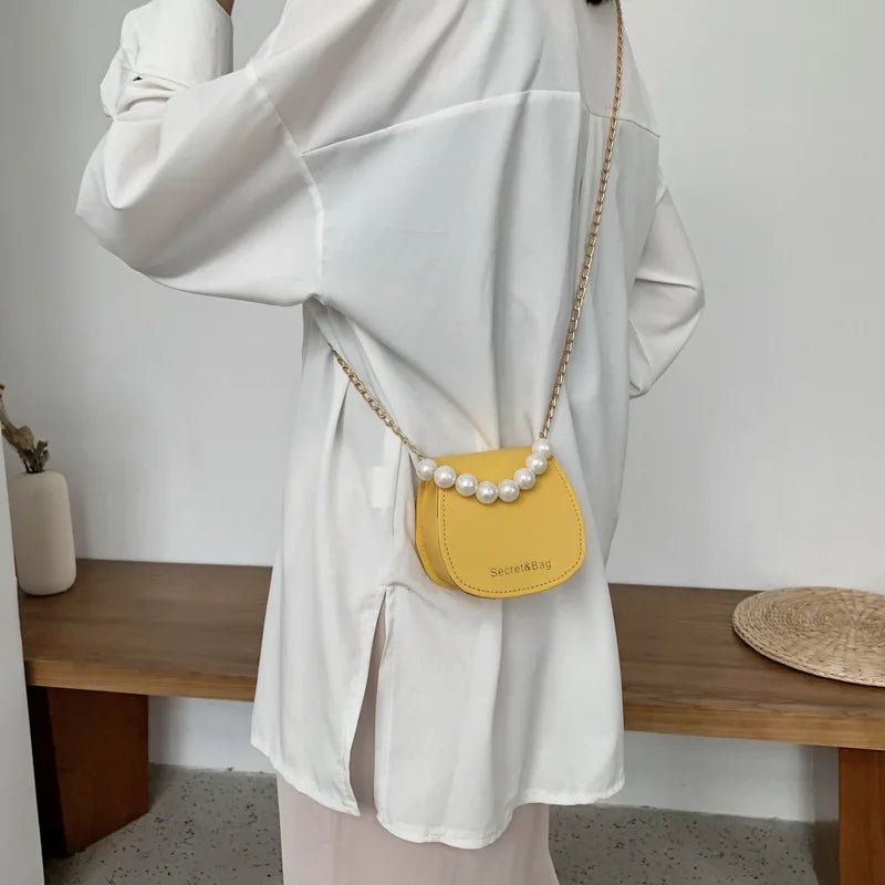 Elegant Pearl & Chain Mini Handbag | Rhombus Shoulder & Crossbody Bag Luxegan