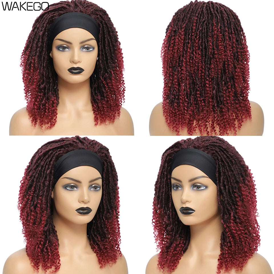 12 Inch Curly Faux Locs Dreadlock Wig | Machine or Headband Cap