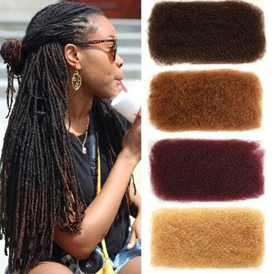 Sleek High-Quality Peruvian Afro Kinky Curly Human Hair Bulk | 100% Remy Human Hair for Braiding (No Weft/Attachment) | Natural Color Brazilian Remy Hair Bulk for Salon Braids Luxegan