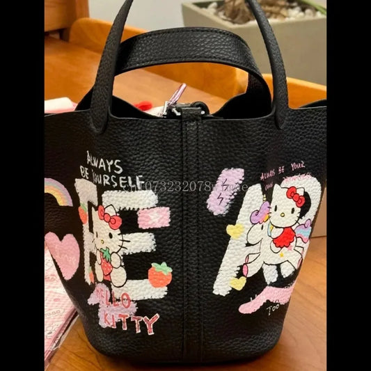 Hello Kitty Graffiti Bucket Bag | Cute Y2k Tote Purse Luxegan