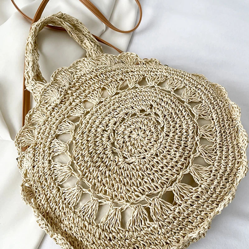 Bohemian Straw Bags for Women | Circle Beach Handbags & Rattan Shoulder Bags Luxegan