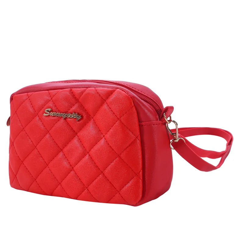Women's Square Single Shoulder Bag | Solid Color PU Handbag & Female Fashion All-match Messenger Bags (Casual Phone Bag) Luxegan