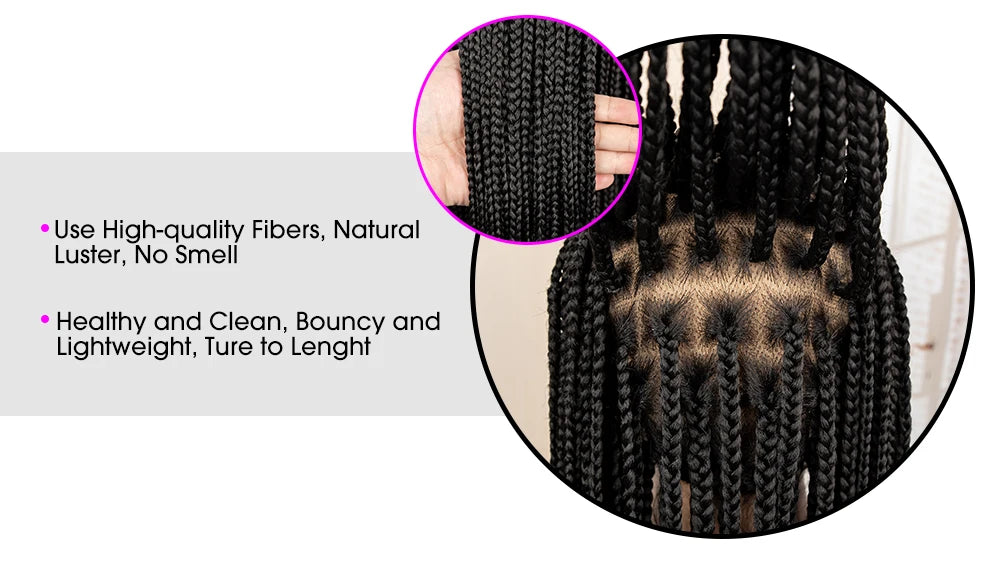 34 Inch Knotless Box Braiding Cornrow Wig | Full Lace | Kanekalon