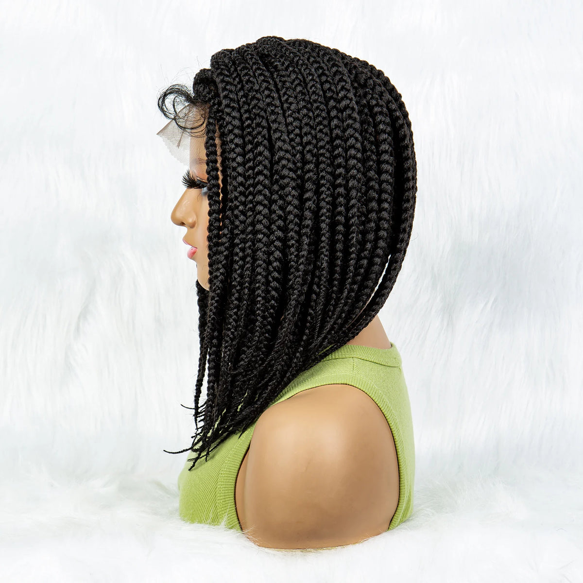 Pelucas trenzadas Bob para mujeres negras Peluca de encaje completo con trenzas estilo cornrow Peluca sintética de encaje frontal con trenzas de caja sin nudos con cabello de bebé