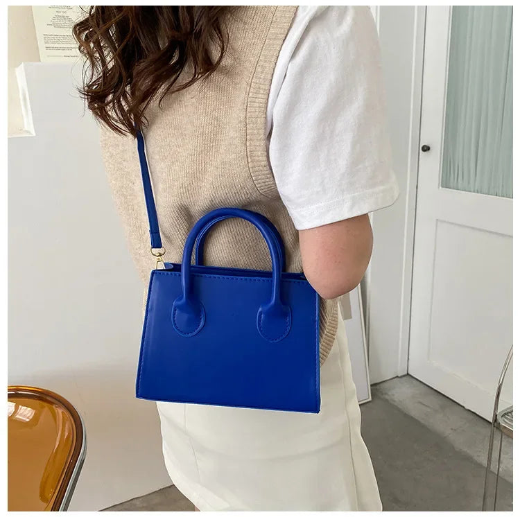 Minimalist Black Small Square Bag | Classic Top Handle Purse & Work Handbag Luxegan