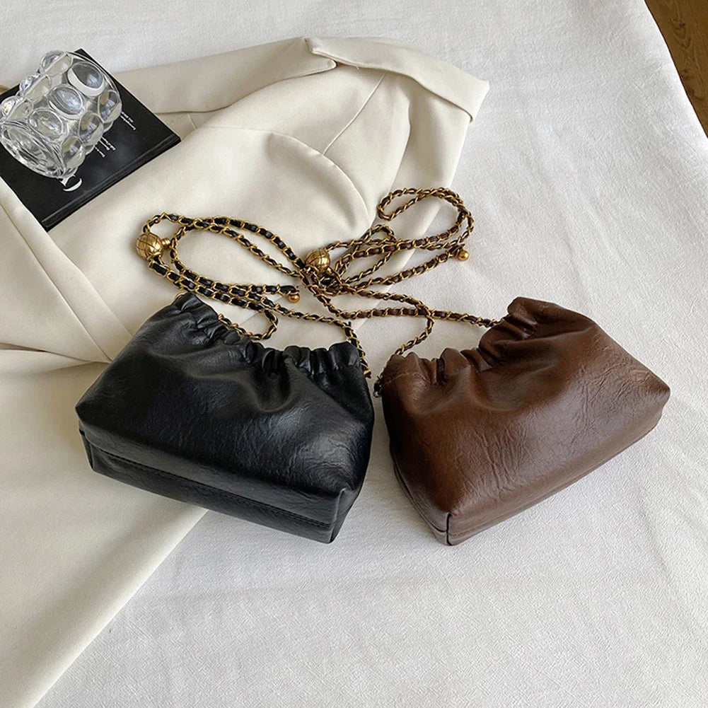 Stylish Women's Chain Shoulder Bag | Versatile Pleated Hobo Crossbody Tote Bag | Soft Satchel Sling Purse Luxegan