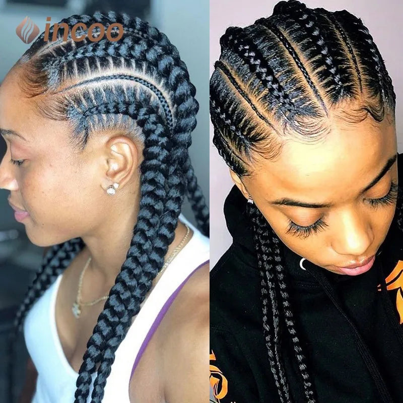 36 Inch Jumbo Knotless Box Braid Cornrow Wig | Full Lace
