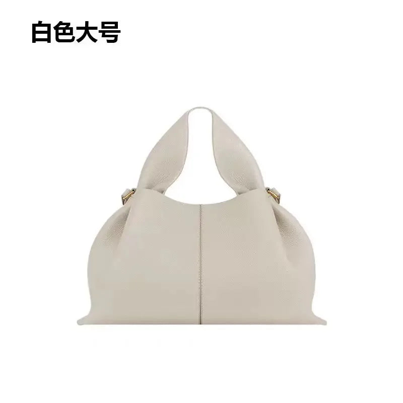 French Niche Design Leather Cloud Bag | Light Luxury Genuine Leather Handbag | Fashionable One-Shoulder Crossbody Hobo Bag for Women | Elegant Party & Casual Versatile Purse Luxegan