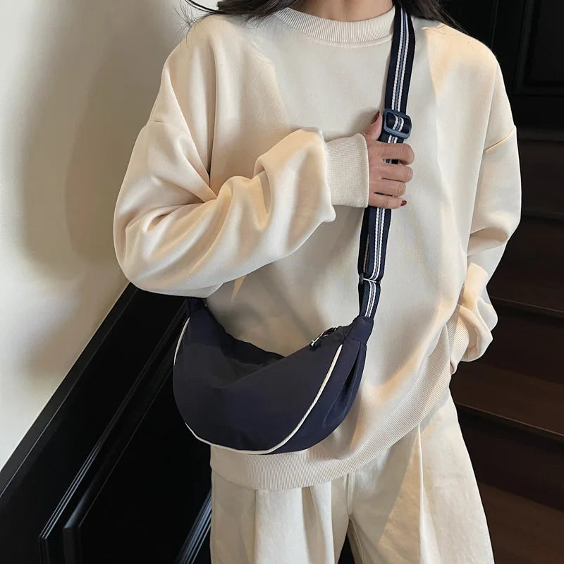 Nylon Solid Hobo Bag | Soft Lightweight Large Capacity Shoulder & Crossbody Bag Luxegan