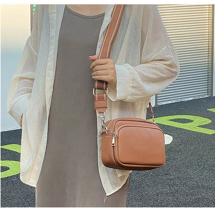 New Lychee Pattern Small Square Bag | Comfortable Weaving Strap Style Wide Shoulder Strap & Crossbody Bag Luxegan