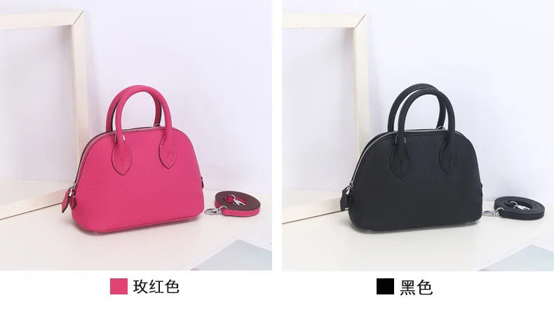 Shell Bag Women's Messenger Bag | Cow Leather Simple Shoulder Bag & Fashion Ladies Classic Handbag (Small Mobile Phone Crossbody Bag) Luxegan