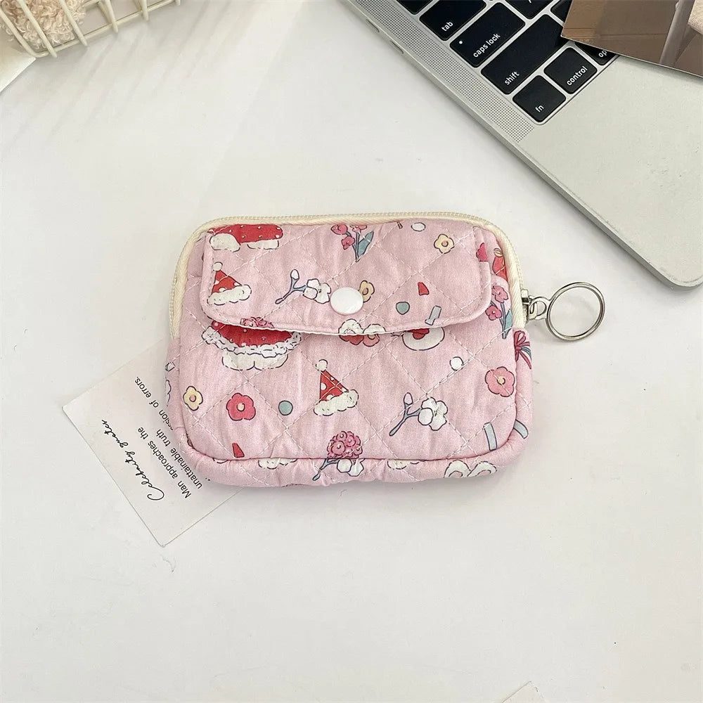Kawaii Floral Coin Purse | Multifunctional Small Zipper Bag Luxegan