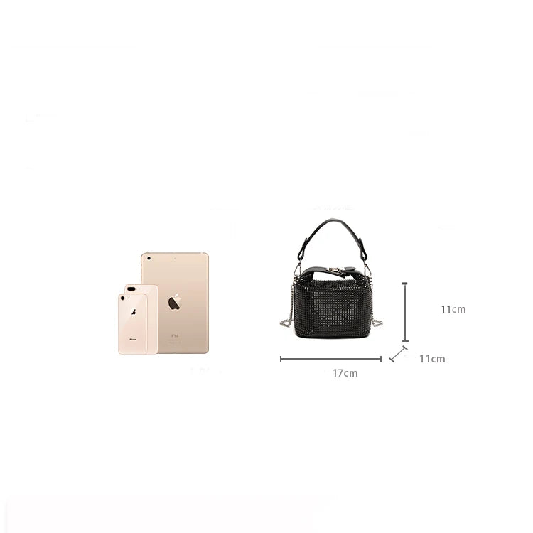 Luxury Designer Brand Silver Clutch Purse | Women's Evening Banquet Bag & Crystal Rhinestone Shoulder Bag (Fashion Handbags) Luxegan
