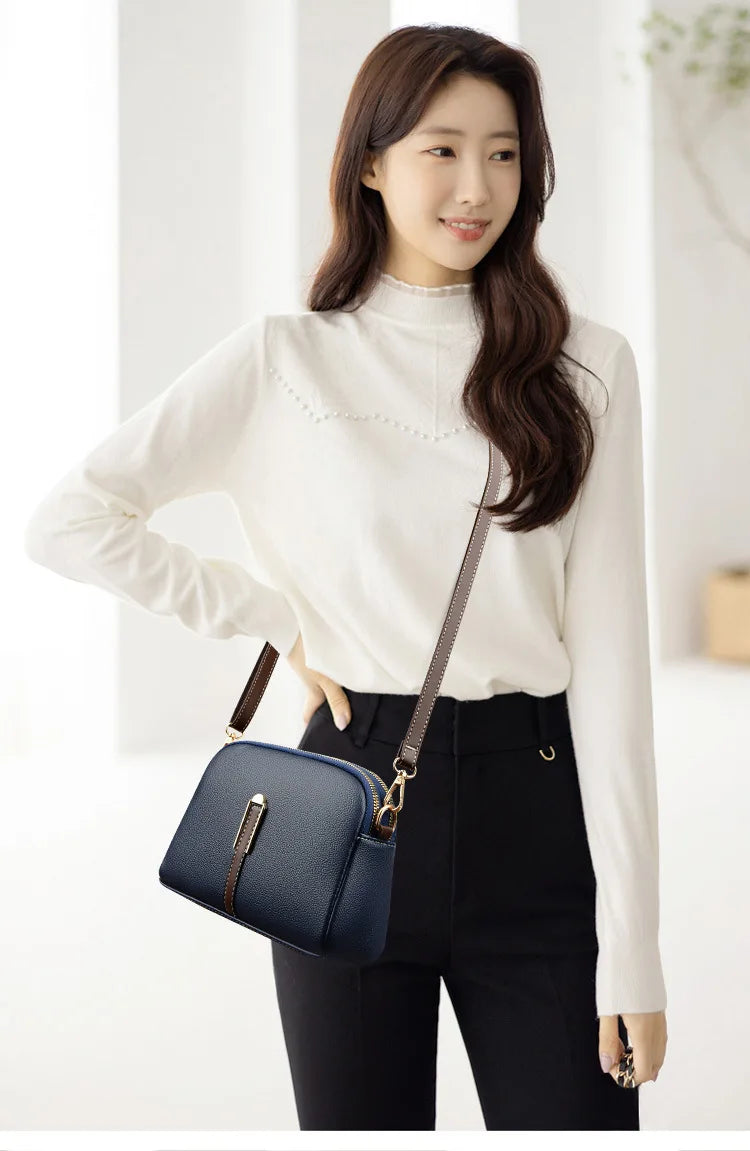 100% Genuine Leather Shoulder Bag | Women's Handbag & Designer Cowhide Flap Bag (Luxury Women's Messenger Crossbody Bags) Luxegan