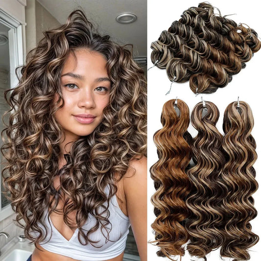 Ombre Deep Wave Twist Crochet Hair | Synthetic Braiding Hair | 12 Inches | 250g Luxegan