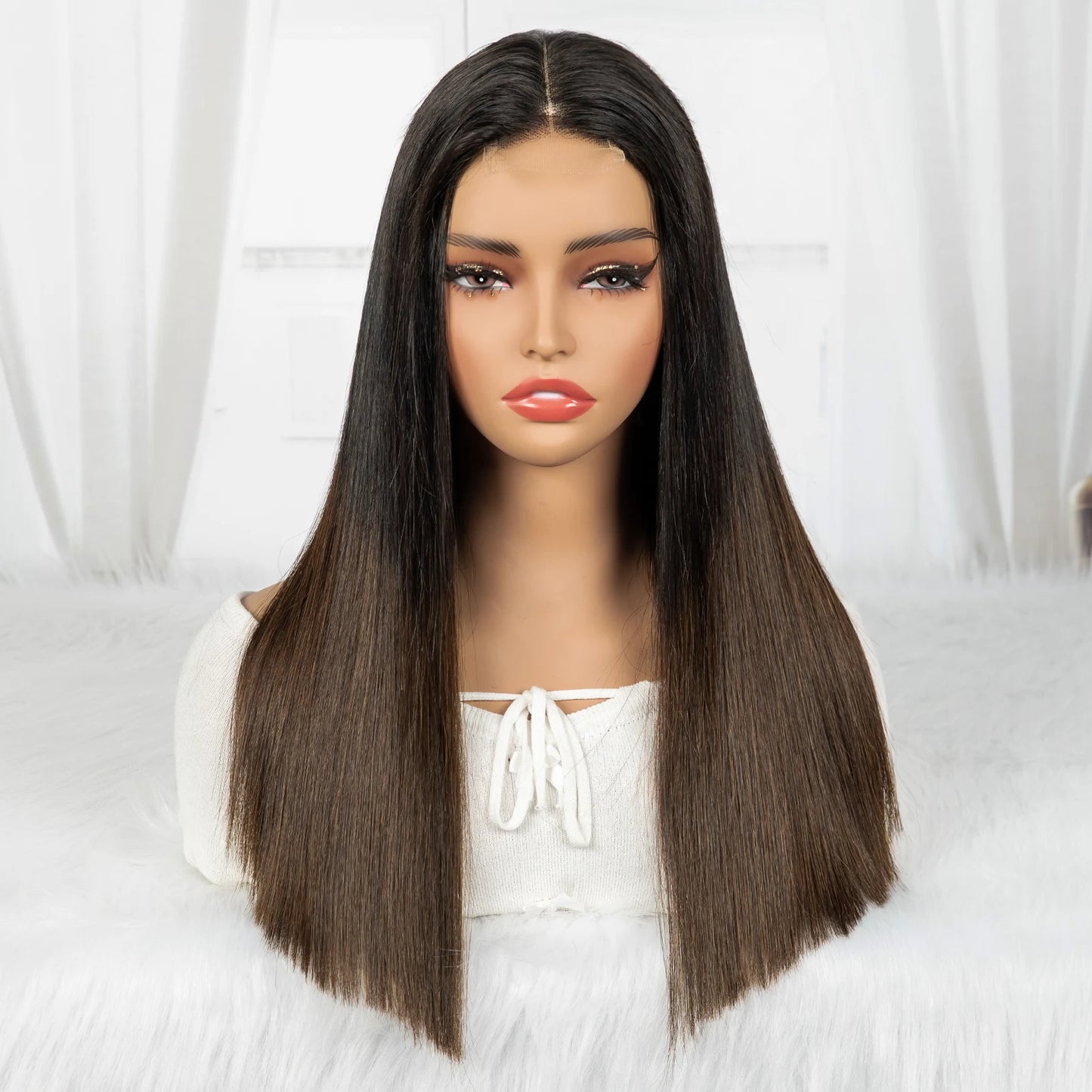 2x6 HD Lace Closure Wig 16A Double Drawn Raw Vietnamese Human Hair Wig 1BT4 Color Bone Straight Human Hair Wig for Black Women