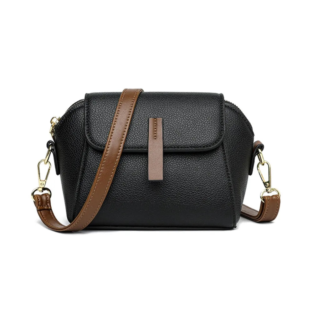 Elegant Genuine Leather Crossbody Bag | Luxury Solid Color Cow Leather Handbag | Fashionable Women's Shoulder Bag | Professional Business Messenger & Bucket Purse Luxegan