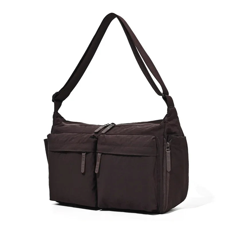 Solid Color Nylon Women's Travel Messenger Bag | Casual Sport Large Capacity Shoulder Handbag with Laptop Pocket Luxegan
