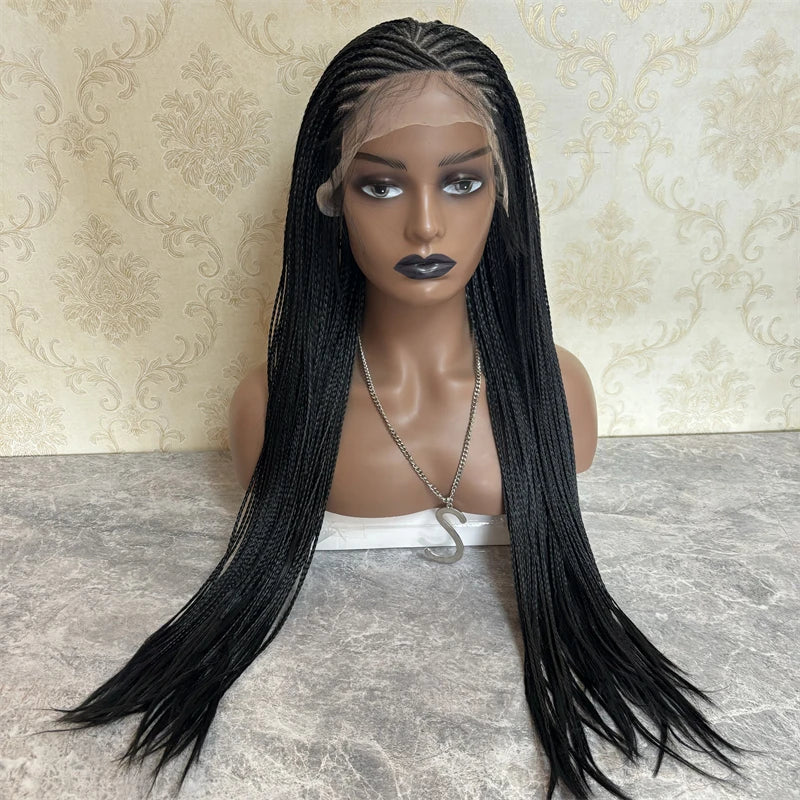 28 Inch Cornrow Box Braids Wig | Lace Frontal | Baby Hair