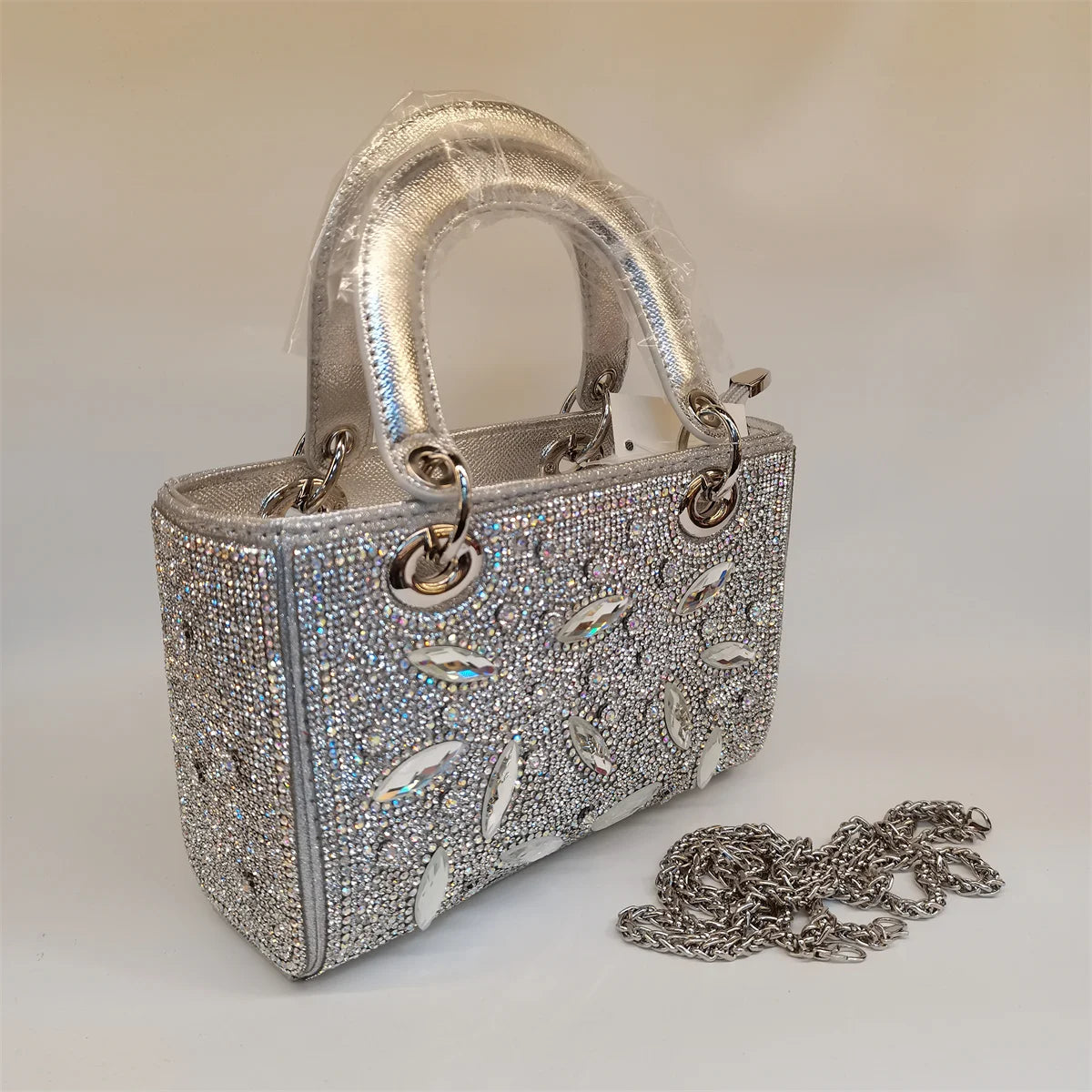 Soft Rhinestone Embellished Evening Bag | Fashion Chain Clutch Luxegan