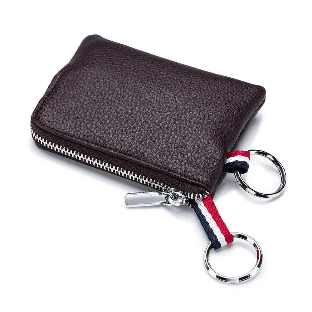 Genuine Leather Cowhide Square Coin Purse | Soft Ultra-thin Zipper Wallet Luxgan