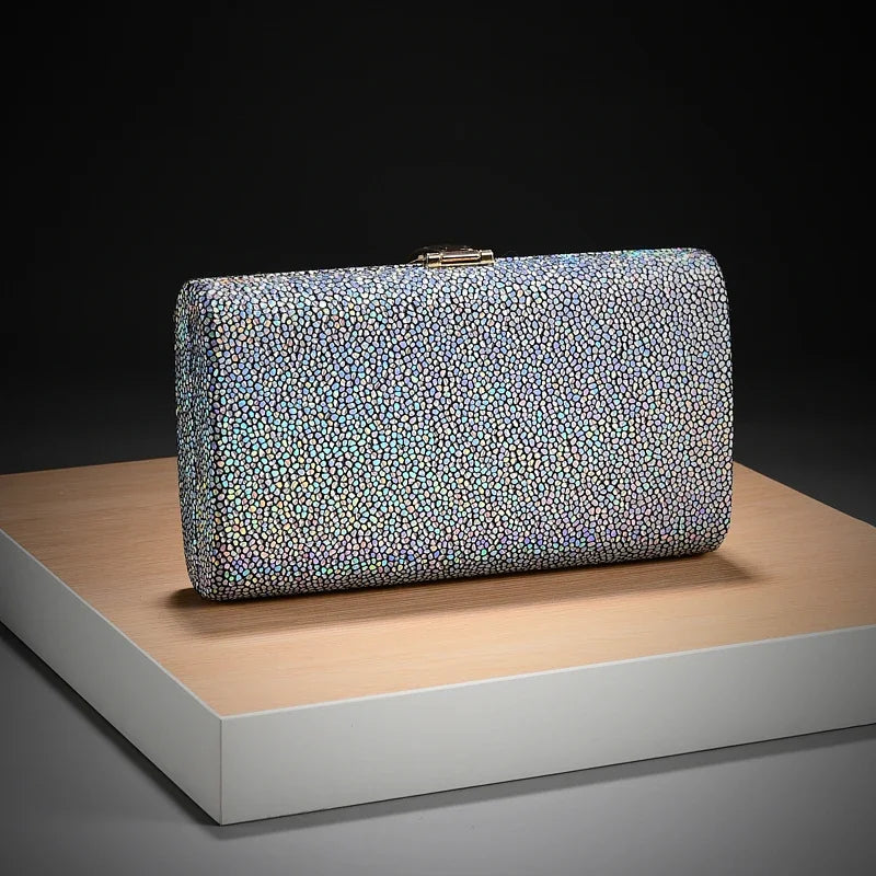 Fashionable Wedding Party Clutch Bag for Women | Elegant Small Square Handbag for Evening Dresses | Sequin-Embellished Formal Purse | Sophisticated England Style Frame Clutch (Model 1504) Luxegan