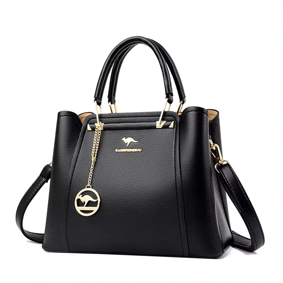 Genuine Soft PU Leather Handbags for Women | Vintage Shoulder Tote Bag & Large Capacity Purse