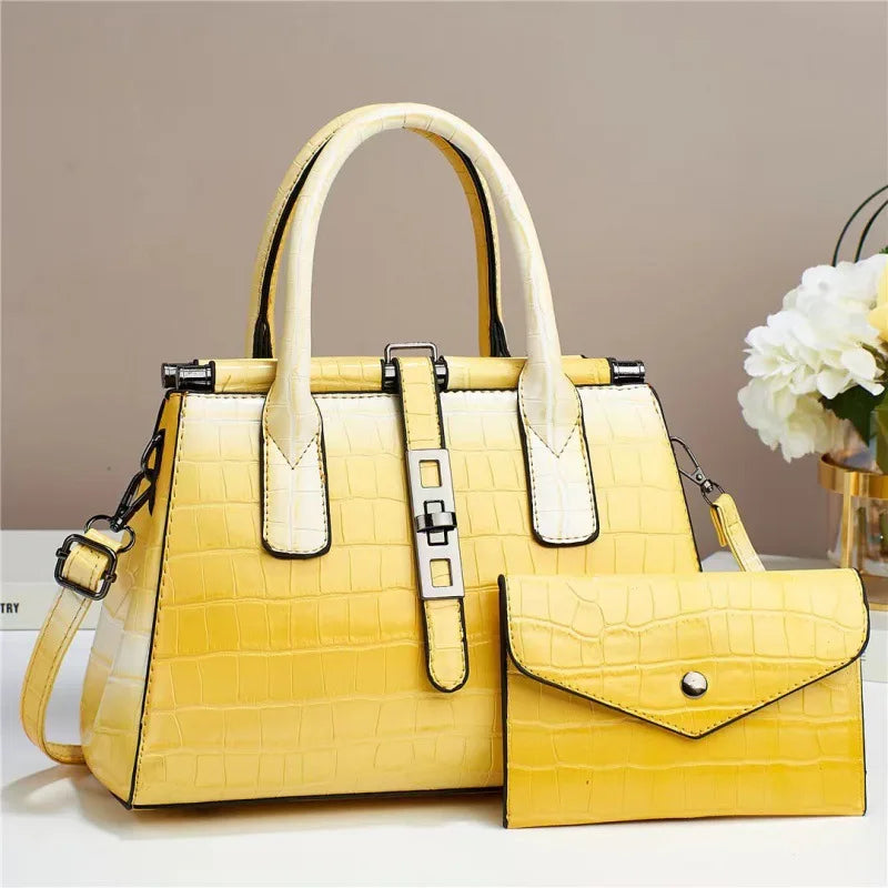 New Bright Leather Women's Bag | Large Capacity Female Shoulder & Crossbody Handbag (High Quality with Wallet, Sequined Panel) Luxegan