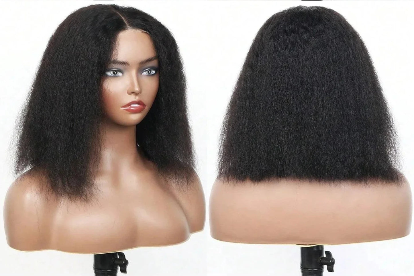 Wear and Go Kinky Straight Short Peruvian Hair Wig