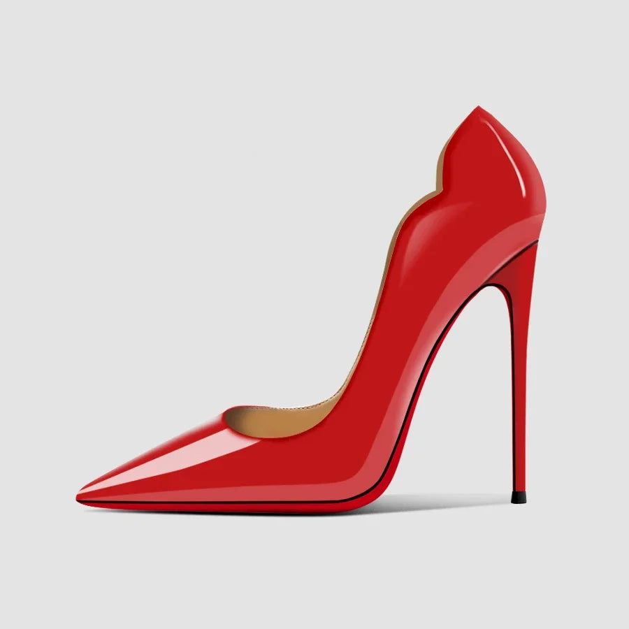 New Spring/Summer 12cm Ultra Shallow Stiletto | Sophisticated Black Red-Bottom High Heels | Elegant "Handmade Patent Leather" Silhouette | "Dignified" Sexy Pointed Single Shoes for Radiant Versatile Styling Luxegan