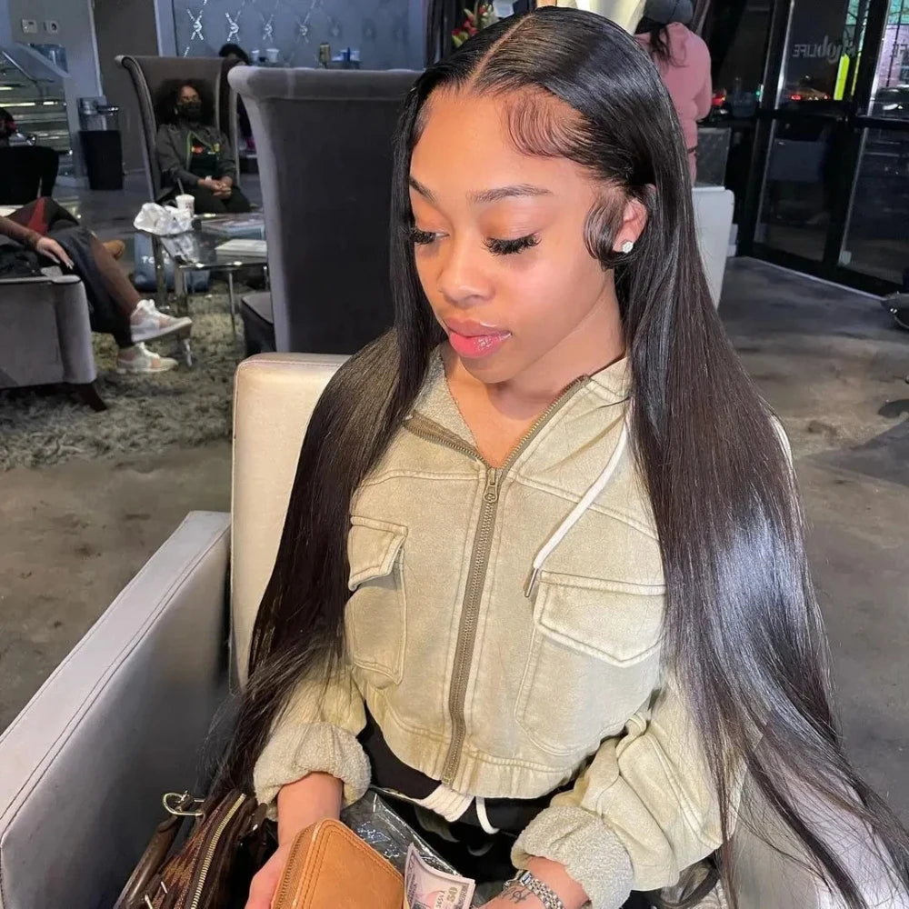 Raw Vietnamese Bone Straight HD Lace Wig | Sophisticated "36 Inch Glueless" Silhouette | Elegant 220% Density Ready-to-Wear Unit | "Dignified" High-Performance 5x5 Transparent Essential for Radiant Versatile Styling Luxegan