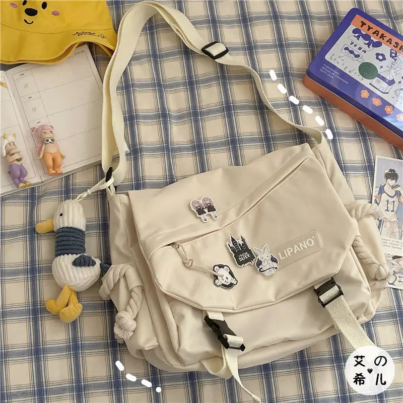 Large Capacity Retro Workwear Postman Bag | Unisex Nylon Crossbody & Shoulder Bag | Fashionable Horizontal Square Satchel with Multi-Pocket Organization Luxegan