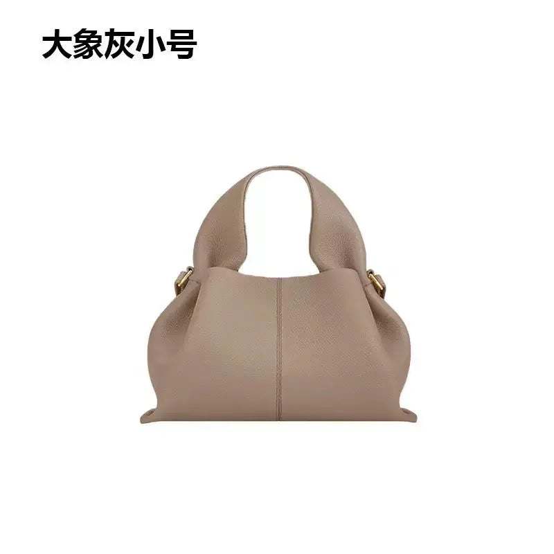 French Niche Design Leather Cloud Bag | Light Luxury Genuine Leather Handbag | Fashionable One-Shoulder Crossbody Hobo Bag for Women | Elegant Party & Casual Versatile Purse Luxegan