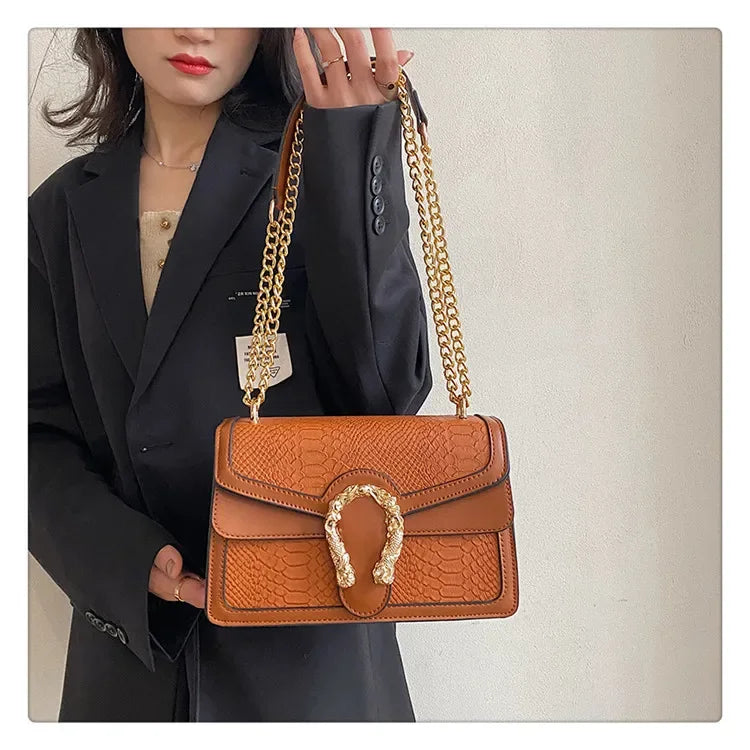 Gold Chain Crossbody Bag | Women's Fashion & Stylish Small Square Bag Luxegan