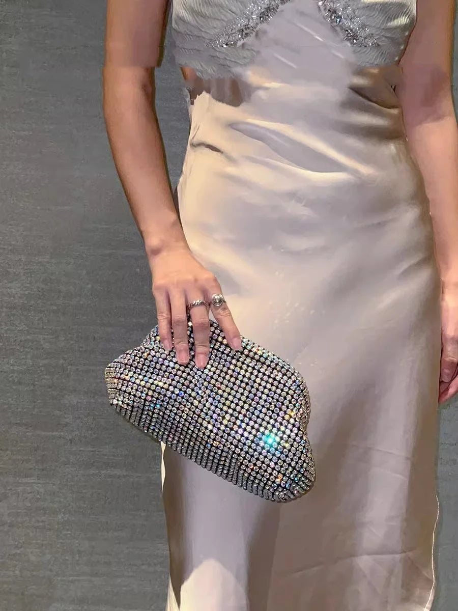 Luxury Glitter Cloud Bag Women's Handbag | Crystal Shiny Rhinestones Diamond Evening Bag (Wedding Party Clutch Purse Shoulder Bag) Luxegan