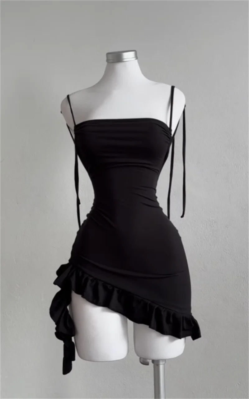 Hollow-Out Strapless Sleeveless Slim Sheath Mini Dress – Empire Waist, Solid, Summer Luxegan