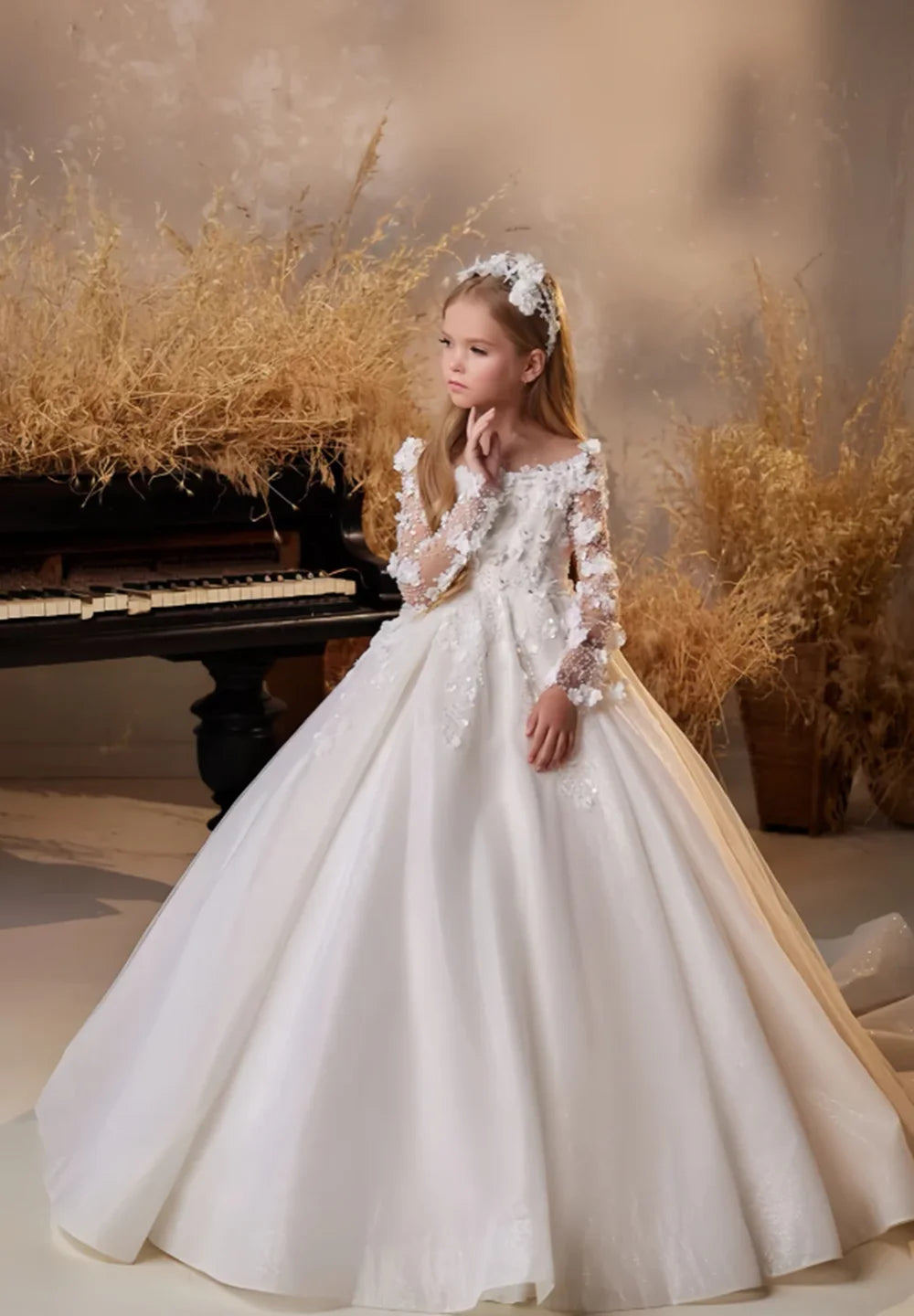 Flower Girl Dresses for Kids Princess Customized Butterfly Lace Beading Floral Wedding Even Party Birthday Gowns
