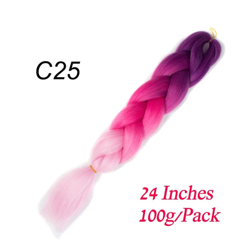 Lihui 24 Inch Pre-Stretched Synthetic Braiding Hair – Kanekalon Jumbo Braid | 100g | 100+ Ombre Colors