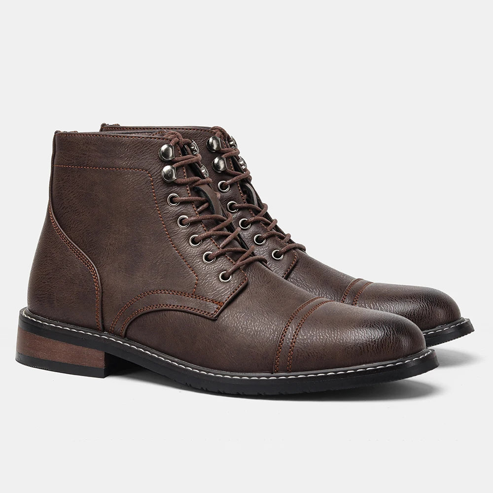 Brogue Chelsea Men's Boots | American Style Comfortable Fashion Leather Boots (Low Heel) Luxegan