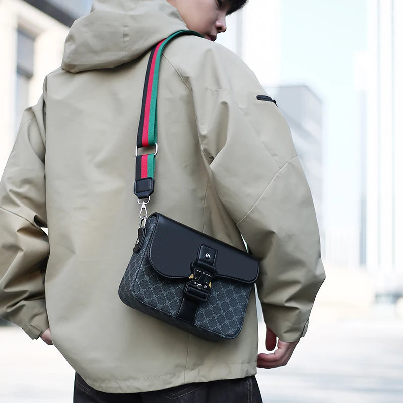 Jacquard Pattern Men's Crossbody Bag | Sophisticated "Diamond Lattice" Silhouette | High-End Casual Business Commuter Bag | "Dignified" High-Performance Waterproof Sling for Radiant Versatile Styling Luxegan