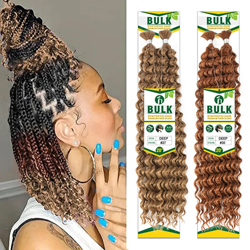 Deep Wave Boho Braids Synthetic Hair – Bulk Braiding Hair for Boho & Knotless Styles