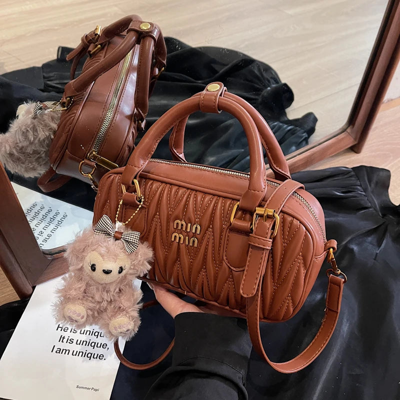 High-End Fashion Bowling Bag | Soft Large Capacity Shoulder Handbag Luxegan