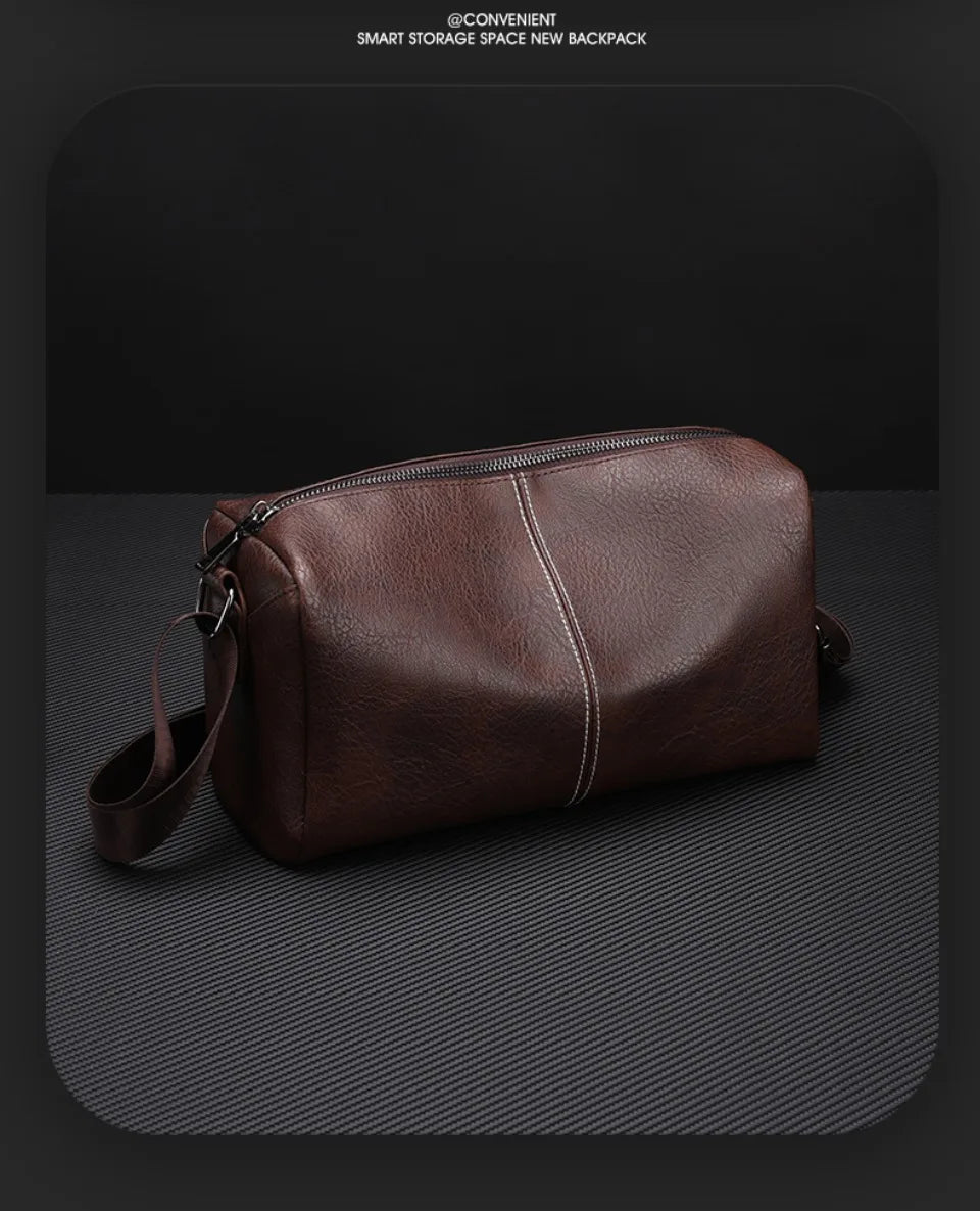 Men's Full Grain Leather Shoulder Bag | Vintage-Inspired Convertible Crossbody Pack (Durable Work & Weekend Bag) Luxegan