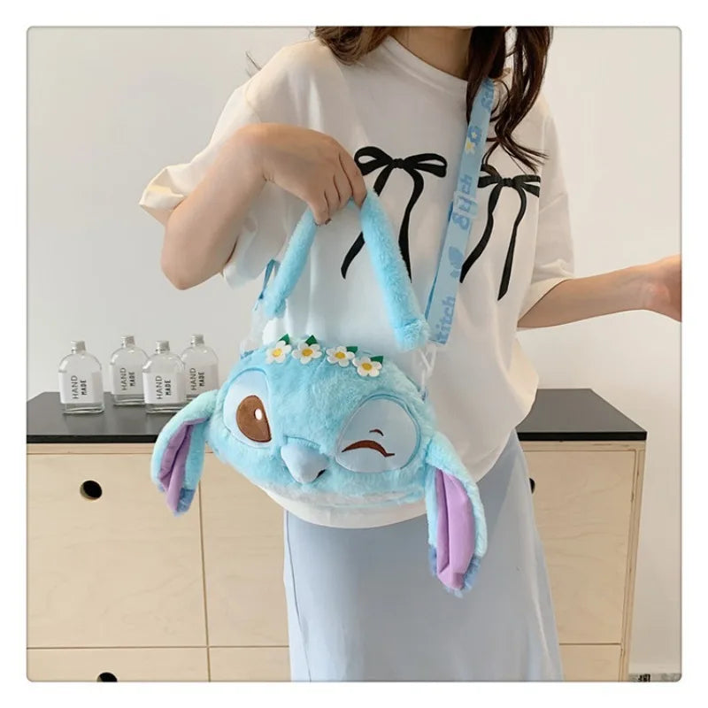 New Disney Cartoon Stitch Plush Backpack | Girls Cute Ins Shoulder Messenger Bag (Parent-Child Gift) Luxegan