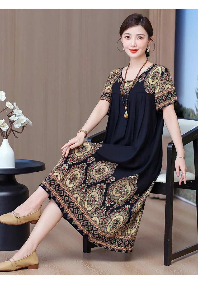 New 2025 Women Dress Female Casual short Sleeve cotton Dresses loose solid Vintage Sweet Clothing Vestidos  vestido verano