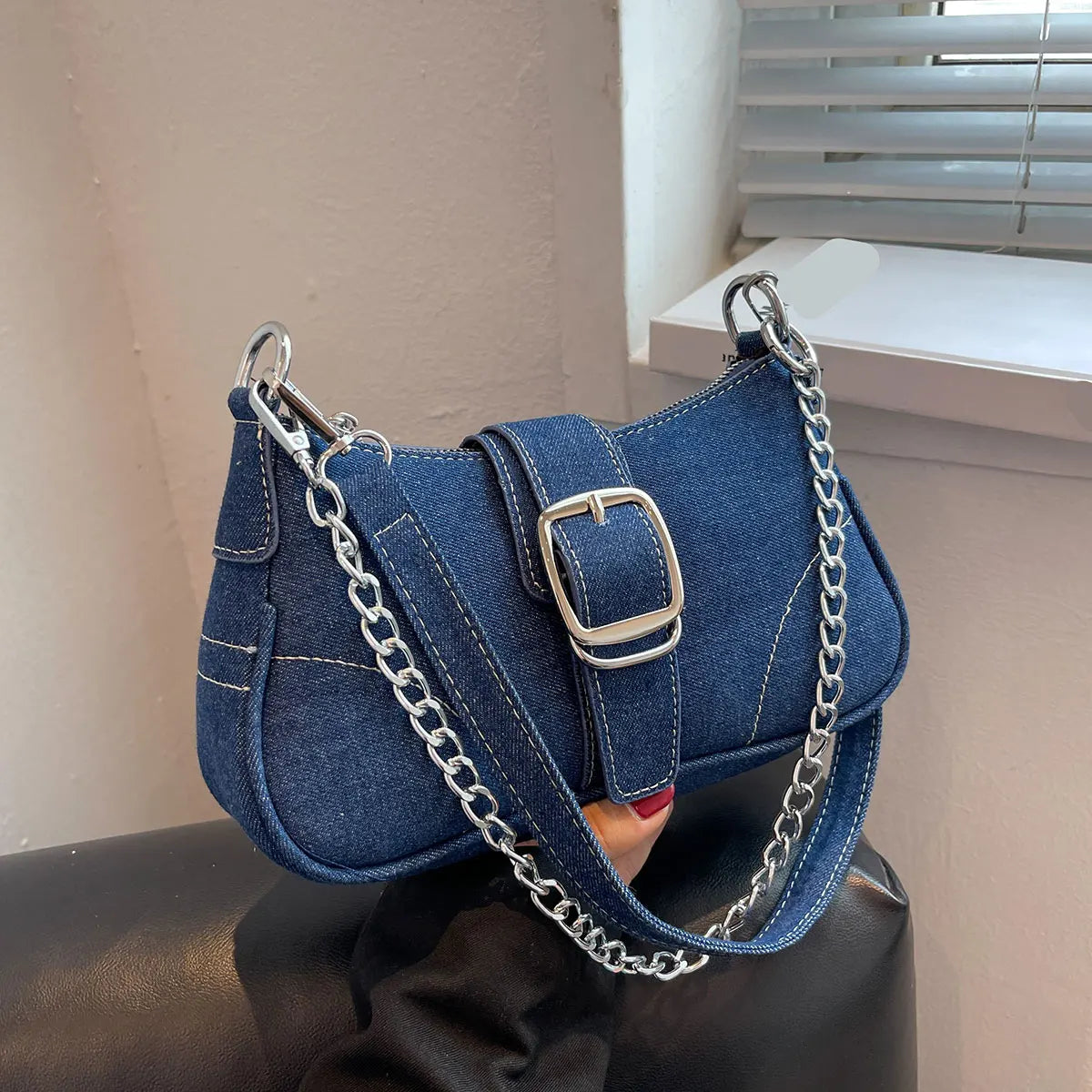 Denim Baguette Shoulder Bag | Casual Small Jeans Crossbody Canvas Bag Luxegan