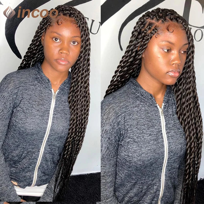 Goddess Faux Locs & Senegalese Twist Lace Front Wig | Box Braids | Full Lace Frontal | Synthetic Braids Luxegan