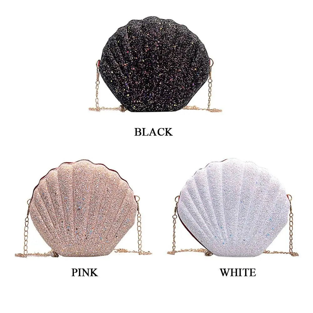 PVC Sequined Shell Crossbody Bag | Cute Chain Shoulder & Phone Pouch Luxegan
